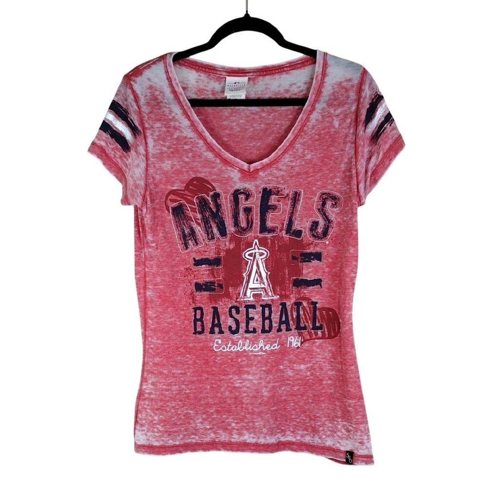 5th & Ocean MLB Los Angeles Angels Red Casual Cotton Stretchy Baseball Tee Shirt